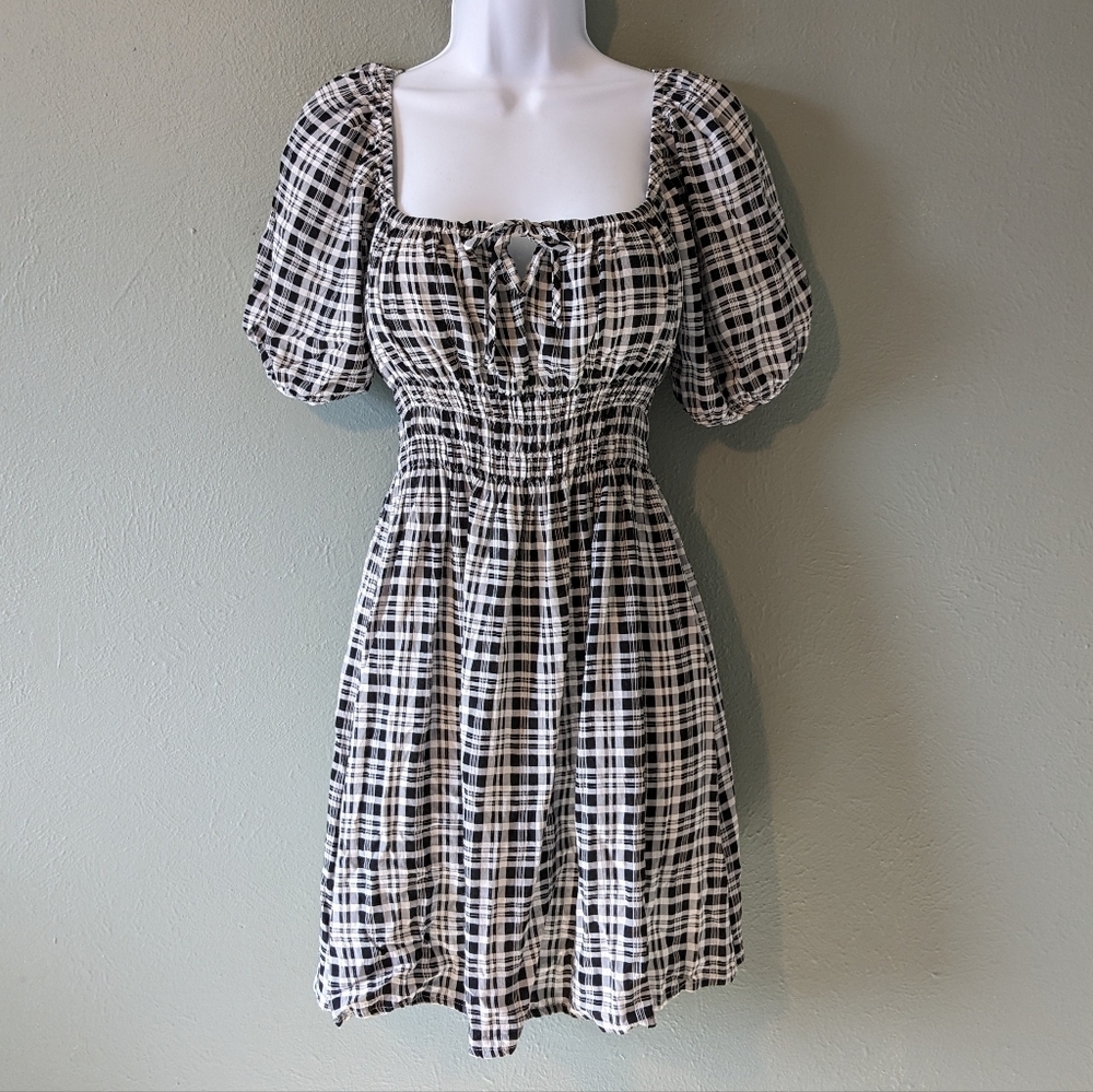 Faithfull the Brand Francis Mini Dress Milano Check Print Size L
